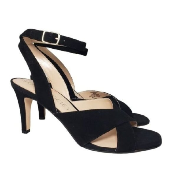 Sole Society Cassidea Black Kid Suede Heels Sz 9M - Picture 2 of 8
